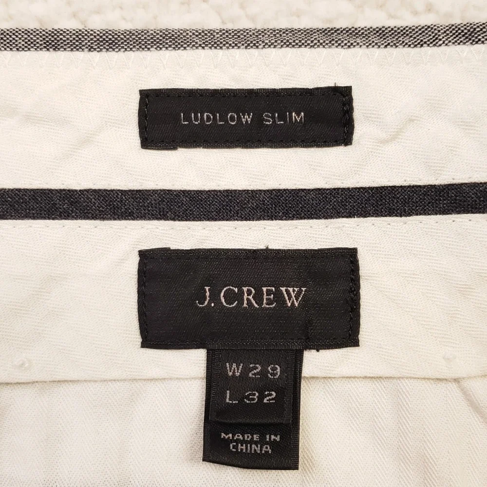 J.CREW Ludlow Slim Chino Pant Men 29x29 Gray Somelos Stretch Cotton Dress Slacks